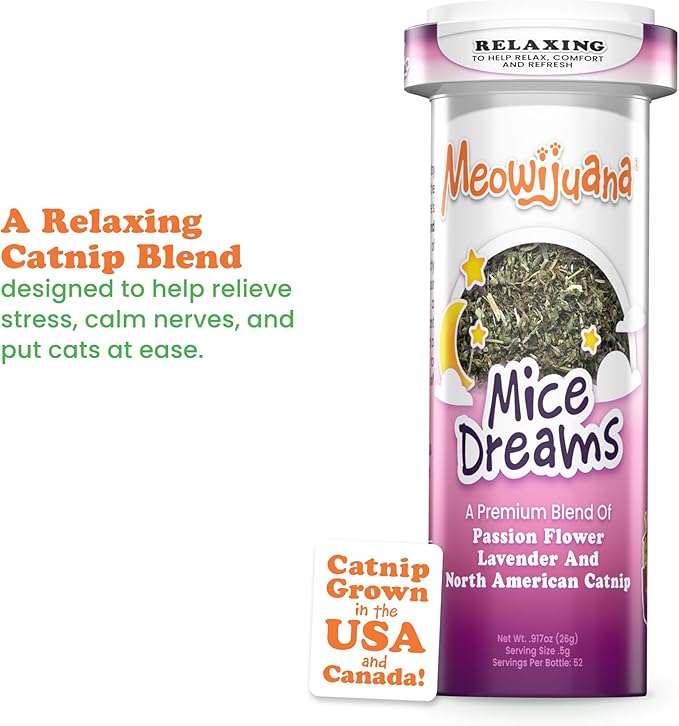 Meowijuana Sleepy Time Bundle | Get Hung Refillable Moon and Stars Toy and Mice Dreams Catnip Blend | Promotes Play and Cat Health | Includes North American Organic Catnip