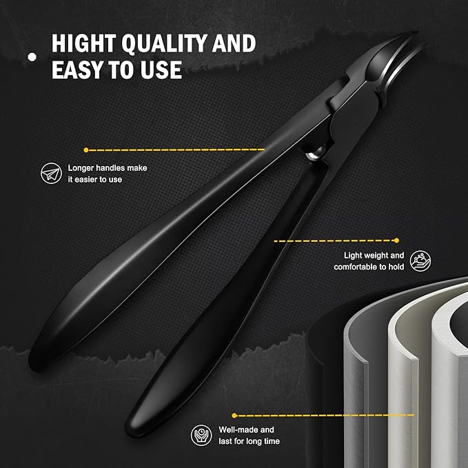 FVION Toenail Clippers for Thick Nails - Nail Clippers Toenail Nipper, Wide Jaw Nail Trimmer, Slight Curved Blade Pointed Tip Ingrown Toenail Tool