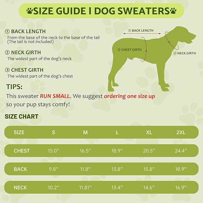 Small Dog Furry Pullover Sweater, Classic Turtleneck Dog Clothes for Cold Weather Cute Warm Pet Clothes for Chihuahua, Bulldog, Dachshund, Pug Green Medium