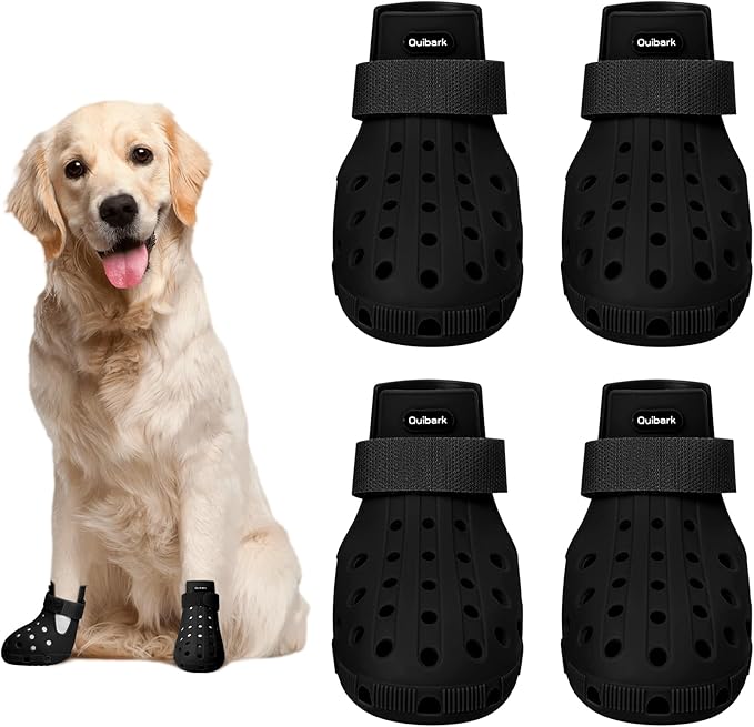 Dog Shoes for Hot Pavement Non-Slip Waterproof Dog Shoes for Medium Dogs Large Size Dogs Easy ON & Off Adjustable Easy-Clean for Beach Outdoor Black Size M: (3’’x2.25’’)(L*W)
