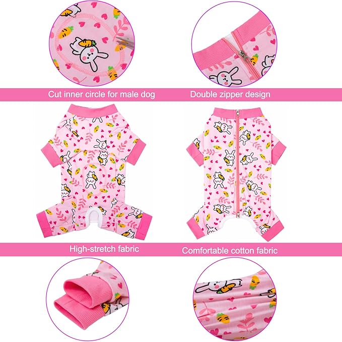 Dog Recovery Suit for Small Medium Large Dogs, Pet Onesie After Surgery Comfort Dog Bodysuit Anti Licking (X-Large, Bunny Carrot)