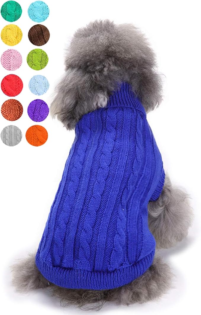 Dog Sweater for Small, Medium, Large Dogs - Warm Winter Classic Turtleneck Pet Clothes Coat for Girls Boys Puppy Cat - Cute Christmas Sweater
