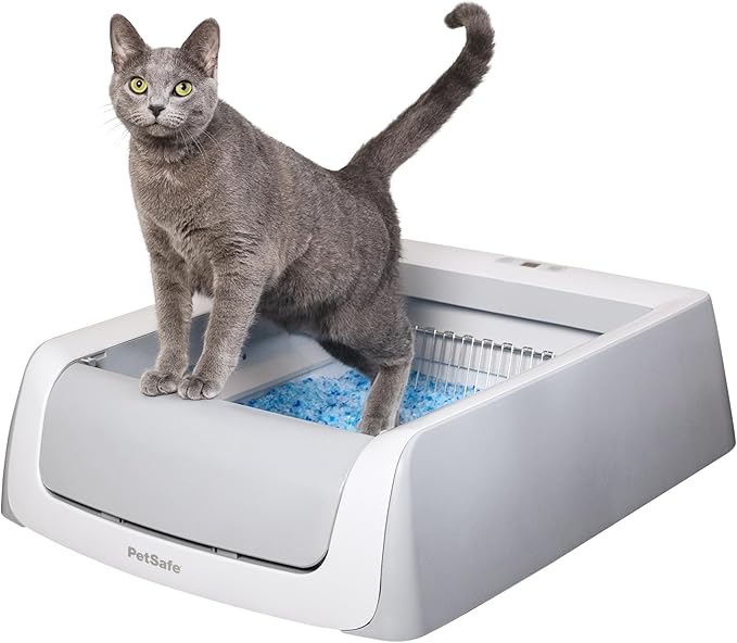 PetSafe ScoopFree Crystal Pro Self-Cleaning Automatic Litter Box - Uncovered Motion-Sensing Cat Box with Integrated Health Counter - Includes 1 Disposable Crystal Litter Tray
