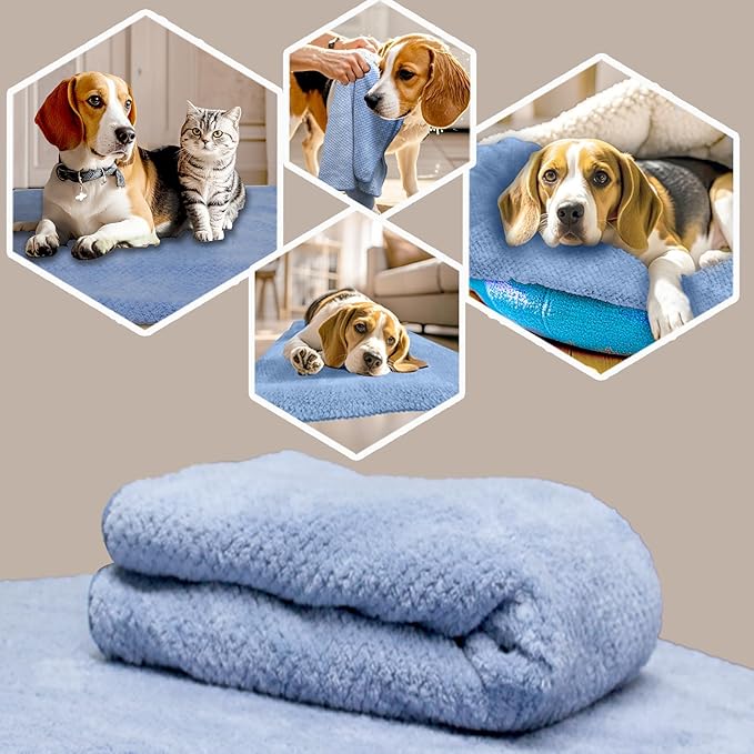 Microfiber Dog Towels - 40x24 Inch, Super Absorbent & Quick - Drying, Soft Pet Grooming Towel for Small & Medium Dogs & Cats, Blue