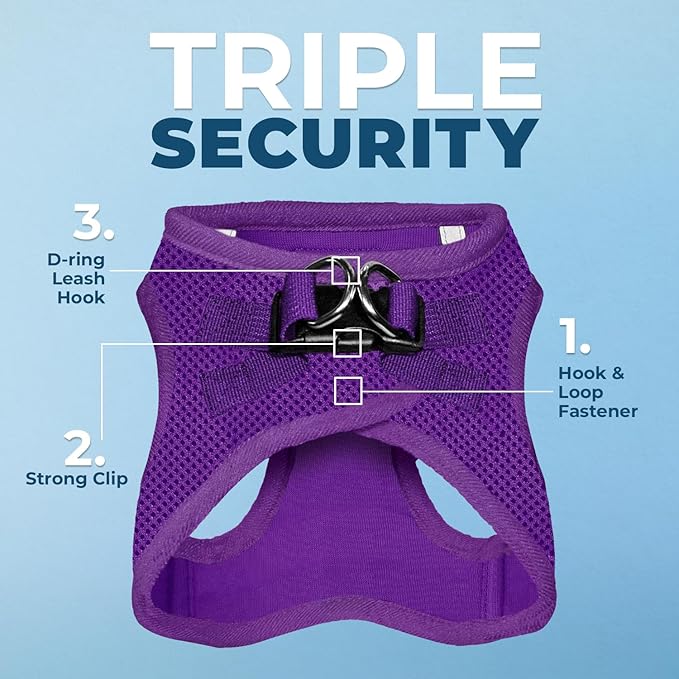 Voyager Step-in Air Cat Harness - All Weather Mesh Step in Vest Harness for Small and Medium Cats by Best Pet Supplies - Set (Purple), XXXS