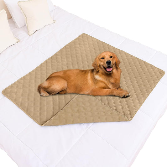 Smiry Waterproof Dog Bed Cover Pet Blanket, Soft Washable Dog Blanket for Furniture Bed Couch Sofa Reversible, Checkered (40"x50", Camel/Camel)