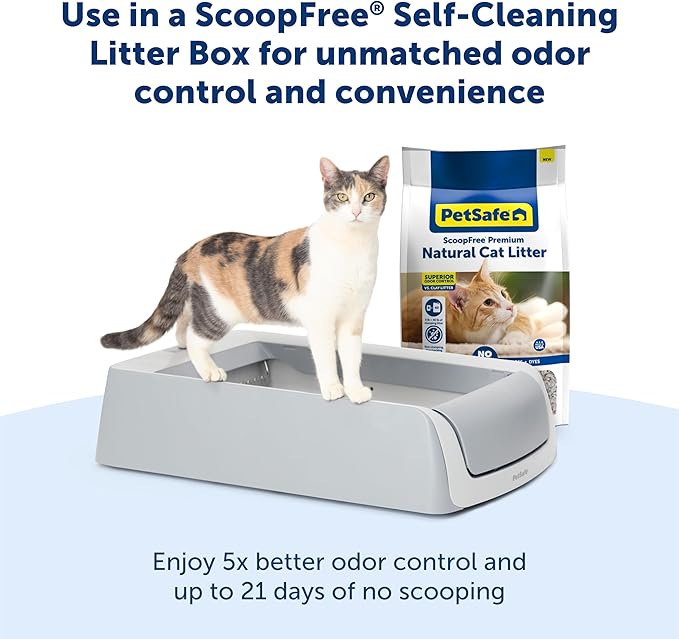 PetSafe ScoopFree Premium Fragrance-Free Natural Cat Litter - Long-Lasting Litter - High Absorbency & Low-Tracking Design - Non-Clumping Pebbles - 8 lb Bag