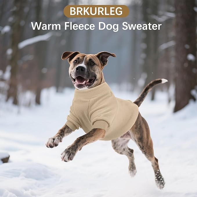 BRKURLEG Dog Sweater, Turtleneck Thick Dogs Sweatshirts Fleece Sweater, Dog Winter Coat for Small Medium Large Dogs, Pet Warm Sweaters with Zipper, Pullover Jacket with Sleeve (Light Coffee, S)