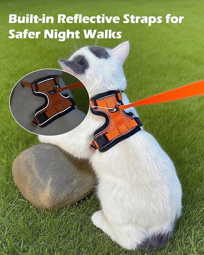 Luxelle 2 Pack Escape-Proof Cat Harness and Leash Set for Walking – Adjustable No Pull Soft Vest with Easy-Wear Buckle, Reflective Straps, Breathable Mesh – Outdoor Travel Harness for Cats & Kittens