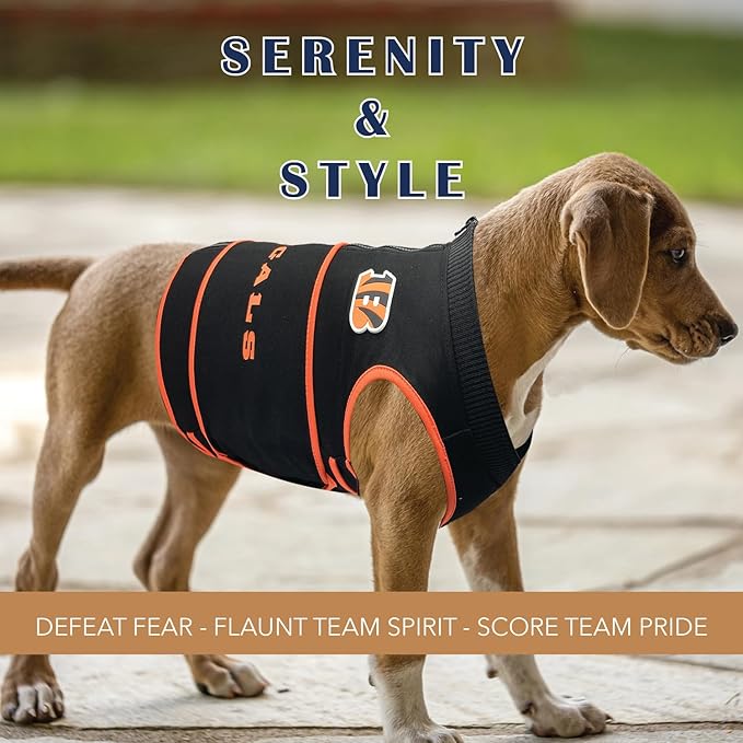 NFL Cincinnati Bengals Dog Anxiety Shirt Calming Soothing Solution Vest, for Dogs/Cats with Anxiety, Fears, Fireworks, Loud Noises, Dark, Lonely Keeps Dogs Calm Feeling Safe, Relaxing Jacket, Large