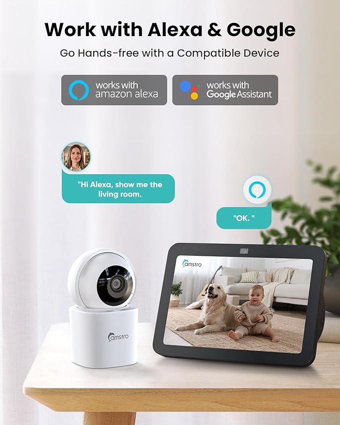 3K Indoor Security Camera, 360° Pan/Tilt WiFi Camera for Home Security, 2.4/5GHz Pet/Dog/Baby Camera with Phone app,Night Vision, Two-Way Audio, 24/7,SD/Cloud Storage,Compatible with Alexa