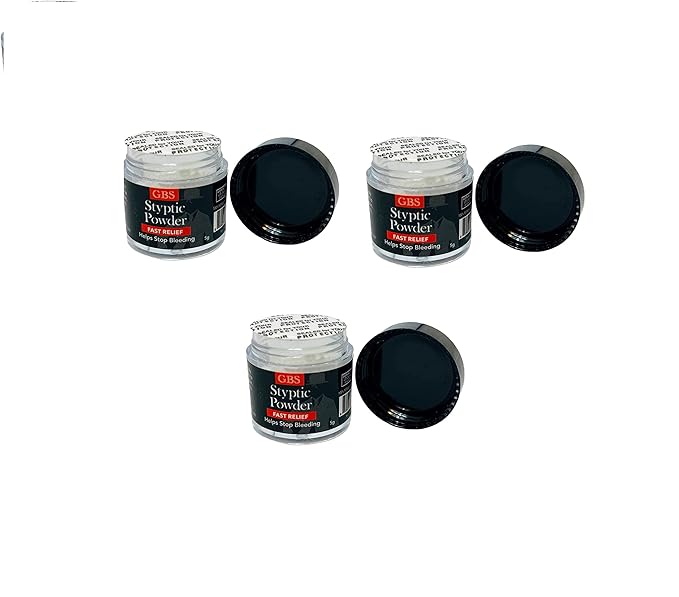 Styptic Powder Jars – Professional Grooming First Aid for Shaving Nicks, Razor Cuts & Razor Burn – Quick Healing Blood Stop Powder, 3 Pack (.18 oz Each)