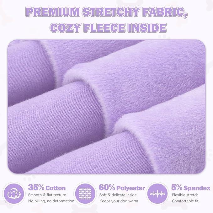 Dog Sweaters,Dog Hoodie,Cozy Fleece Interior Sweatshirt with Hood & Pocket,Leash Hole,Pet Clothes Sweater for Small,Medium,and Large Dogs,Light Purple&L