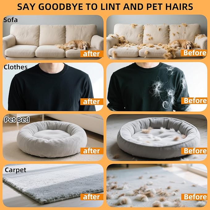 2Pcs Electrostatic Pet Hair Removal Gloves for Cats & Dogs,2025 New Upgraded Reusable Quick De-Shedding Grooming Gloves,Animal Fur Remover Tool for Couch,Carpet,Furniture,Car Seat,Clothing,Curtain