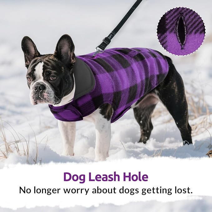 ASENKU Dog Jacket Plaid Reversible Reversible Dog Vest Waterproof Cold Winter Clothes Pet Apparel for Small Medium Large Dogs (3XL, Purple)