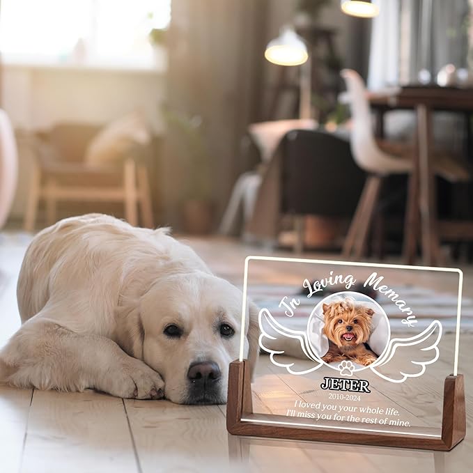 Customized Dog Memorial Gifts, Pet Memorial Acrylic Plaque, Dog Memorial Gifts for Loss of Dog, Custom Christmas Unique Gifts for Women Men, Memorial Picture Frame for Cats, Dog Bereavement Gifts