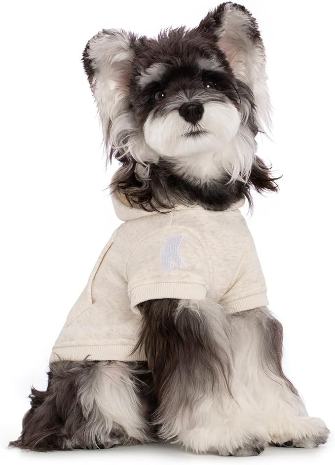 Koneseve Dog Hoodie Fleece, Cat Sweater Warm with Pocket - Soft Clothes for Daily Wear, Basic Hooded Sweatshirts, Winter Coat Clothing, Comfort Tee Shirt Fit for All Breeds Pet - Beige - XL