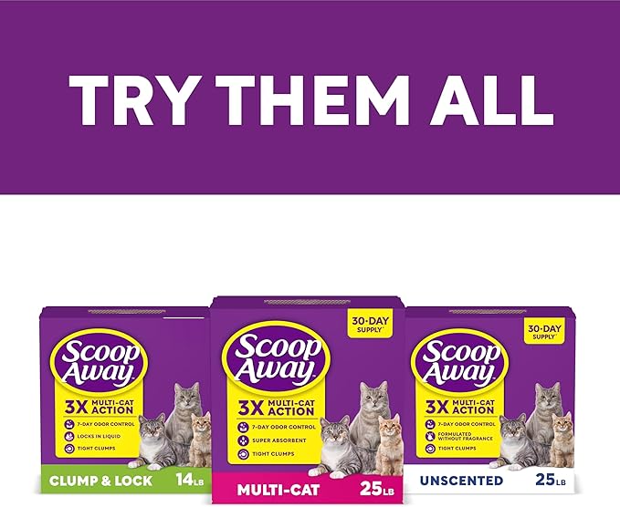 Scoop Away Advanced Multi-Cat Clumping Cat Litter, Meadow Fresh Scent, Pack of 2, 18.5 Pounds (Package May Vary)