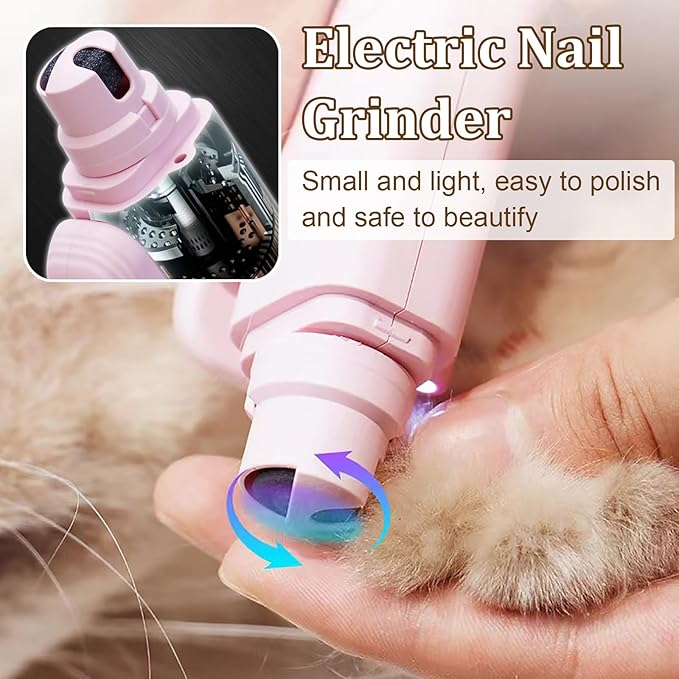 Pupnourish Nail Trimmer, The Safetrim by Pupnourish, 2 in 1 Nail Clipper and Grinder with Light, Grinder Silent, Splash Guard, Suitable for Dog & Cat (Pink)