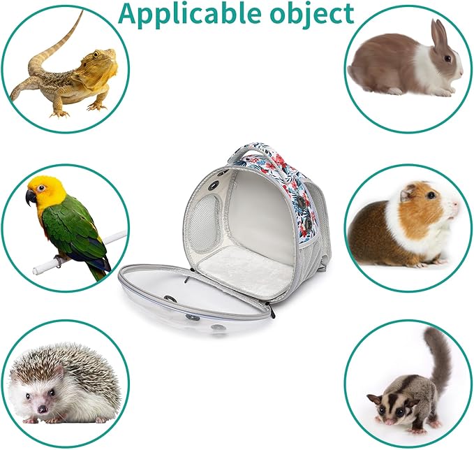 Portable Travel pet Backpack Carrier Hamster Bag Guinea Pig Bird Small Dog cat Turtle Carrier Rabbit Cage Squirrel Bearded Dragon Breathable Hangbag (Hua)