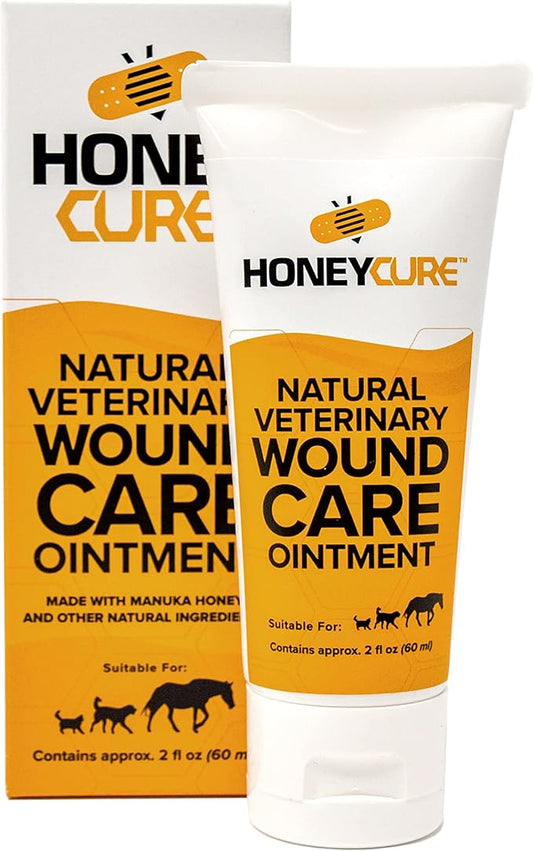 Natural Veterinary Ointment for Wound Care, Manuka Honey, for Dogs, Cats, & Horses, 2 oz. Tube