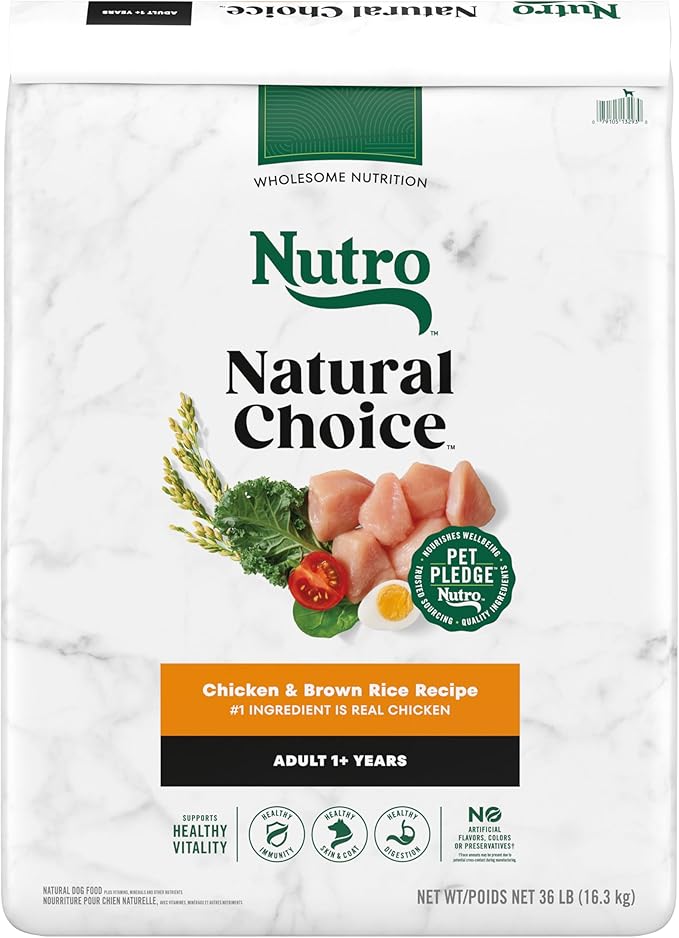 Nutro Natural Choice Adult Dry Dog Food, Chicken and Brown Rice Recipe, 36 lb Bag