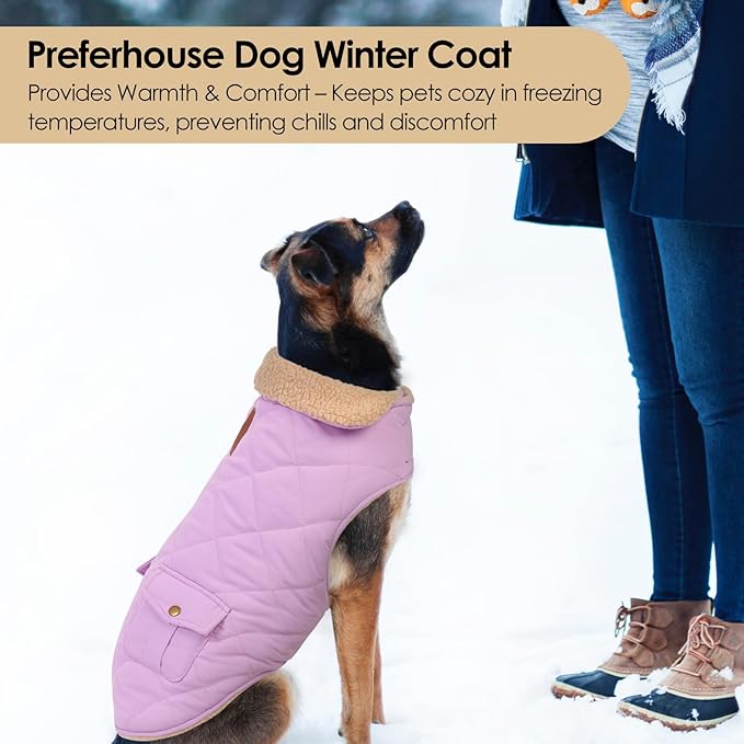 Dog Winter Jacket for Extra-Large Dogs, Pet Windproof Cold Weather Coats, Pets Clothes Snow Jacket, Golden Retriever, Labrador Retriever, Husky, Lilac XL