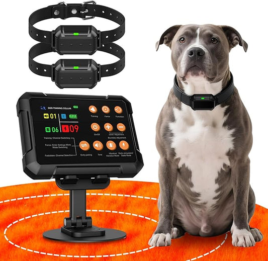 Wireless Dog Fence System for 3 Dogs Radar Electric Fence,10–120ft Range, IPX7 Waterproof Dog Training Collar,Sound, Vibration & Static Modes – Stable Signal. Indoor/Outdoor Use - 2collars