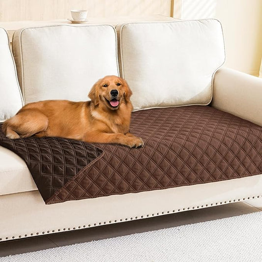 Smiry Waterproof Dog Bed Cover Pet Blanket, Soft Washable Dog Blanket for Furniture Bed Couch Sofa Reversible, Checkered (40"x80", Brown/Chocolate)