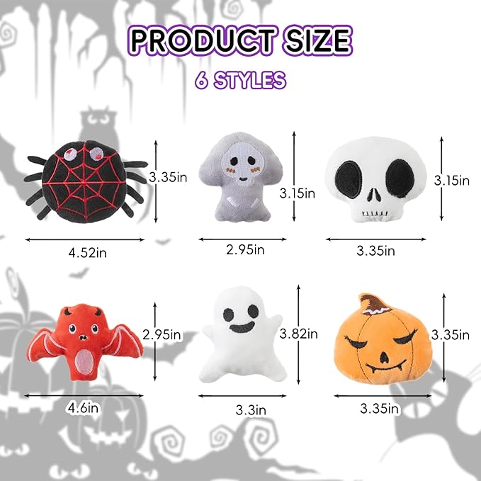 6pcs Halloween Catnip Toy，Indoor Pumpkin Ghost Shaped Cat Toy Plush Interactive Chew Bite Toys for Cat Kitten Indoor Festive Holiday Cat Lover Gift