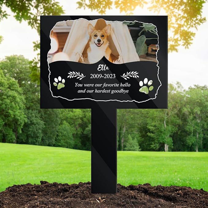 Custom Pet Cemetery Markers - Dog Grave Markers Outdoor Pet Grave Markers Cat Grave Markers for Cemetery Dog Tombstones for Graves Outdoor (A-Rectangle2)