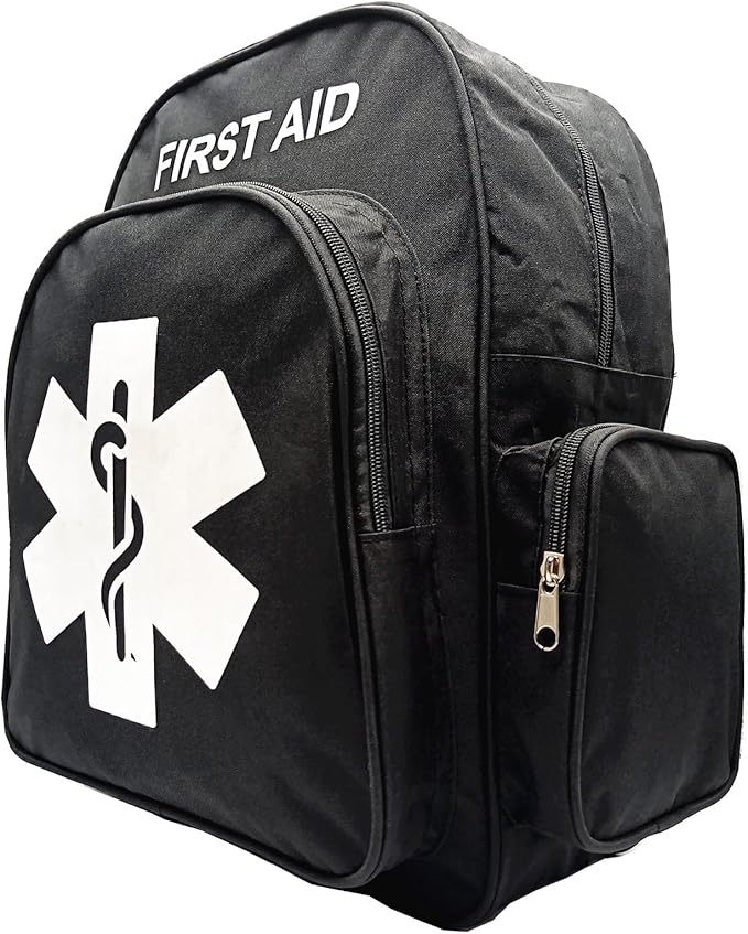 Red Emergency Backpack First Aid Bag Empty Medical First Aid Back Pack Treatment First Responder Trauma Bag for Camping Daycare Vacation Outdoors Pet Dog Cat Road Trip Cycling Riding (Black White)