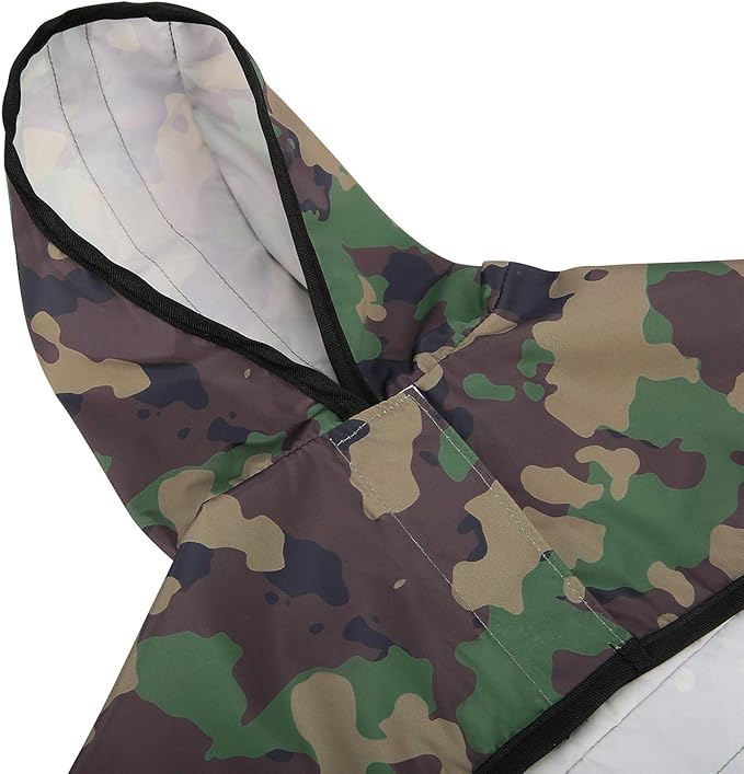HDE Dog Raincoat Jacket Reflective Adjustable Hooded Pet Poncho Rain Coat with Leash Hole for Small to X-Large Dogs Camo - XL