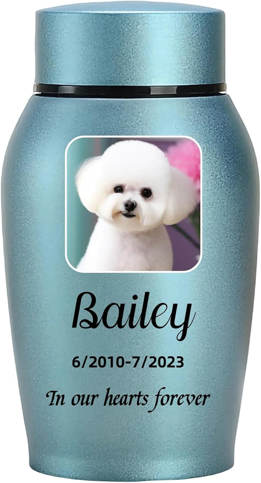 Custom Dog and Cat Urns for Ashes，Personalized Memorials Pet Urn for Ashes ，Custom Pet Name and Photo for Cremation Urns (Square)