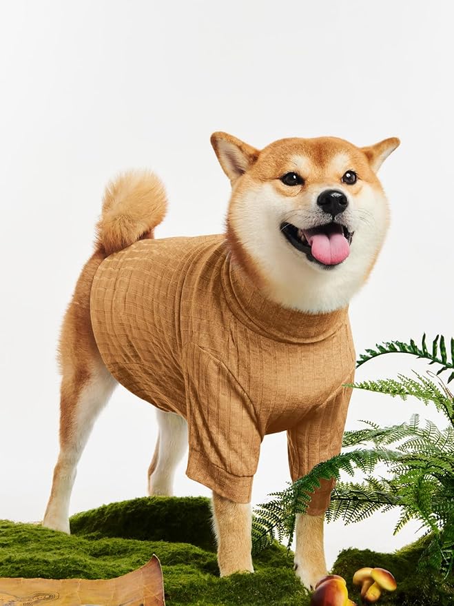 Dog Turtleneck Knitted Shirt Stretchy Pullover Sweater Winter Warm Puppy Clothes for Small Medium Dogs