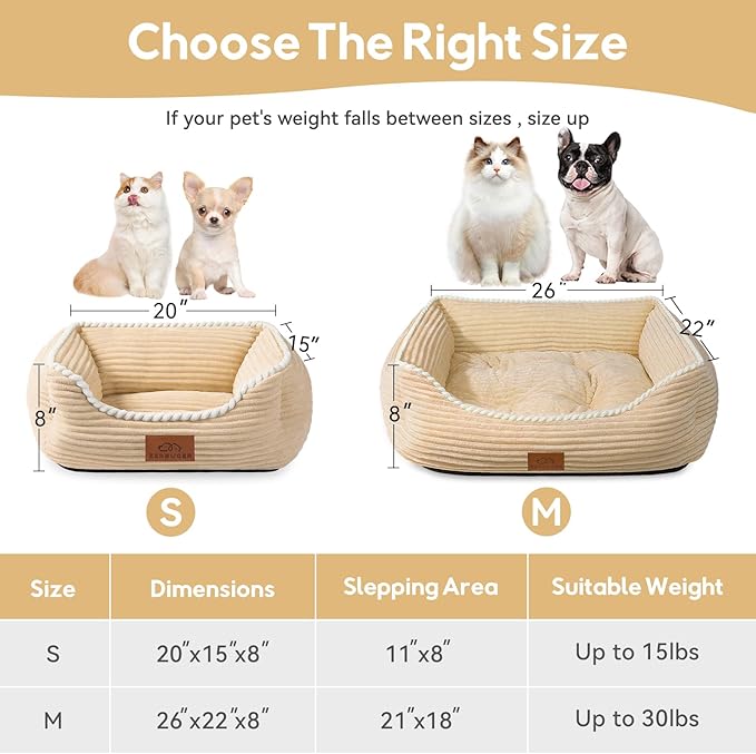 Rectangle Cat Dog Bed for Large Medium Small Pets Indoor Outdoor Machine Washable Sleeping Sofa Non-Slip Bottom Soft Puppy Bed Durable Orthopedic Calming Pet Cuddler (Medium, Coffee)