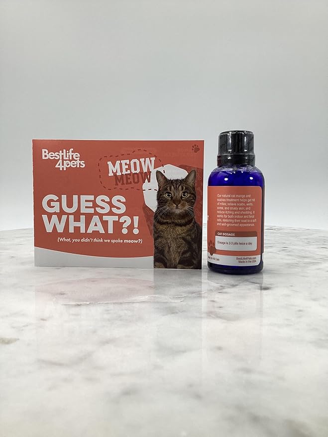 Mange Support & Cat Itchy Skin Relief, Naturally Reduces Shedding, Excessive Grooming and Ear Mites in Cats and Kittens, Eases Red Sores and Dry Skin, Promotes Healthy Coat (800 Small, Odorless Pills)