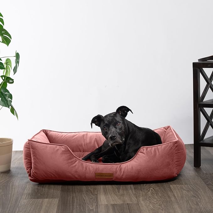 Modern Threads Luxury Dog Bed - Comfortable Tufted Velvet Cushion for Small to Large Dogs - Machine Washable - Durable & Cute Sleep Space for Pets - Pamper Your Pet with Cozy Beds - Rosewood