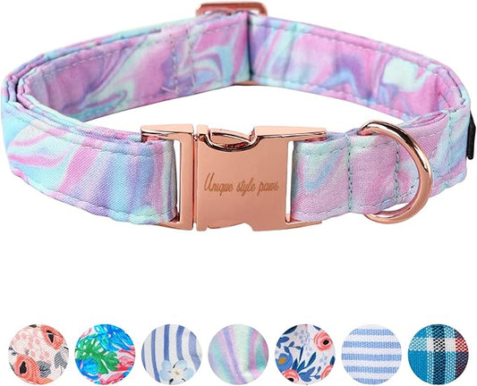 Unique style paws Dog Collar Metal Buckle Purple Blending Collar Gift Durable Cute Collar for Small Medium Large Boys Girls Dogs