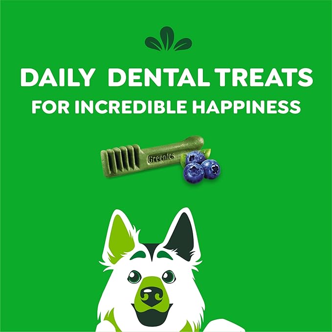 Greenies Large Dental Dog Treats, Blueberry Flavor, 12 oz. Pack (8 Treats)
