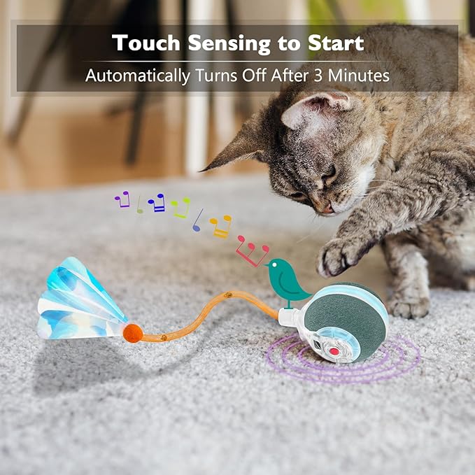 Interactive Cat Toys Ball for Indoor Cats,[2025 Newly Upgraded] Agile Moving Cat Ball with Elastic Mesh Tail,Automatic Kitten Toys for Bored Indoor Adult Cats,Motion Activated (Dark Green)