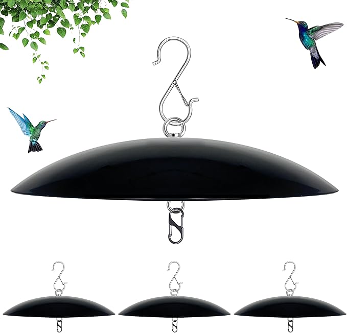 13" Bird Feeder Rain Cover,Bird House Dome,Hummingbird Feeder Guard, Proof for Shepherd's Hook Outdoors, (Black), 4Pack