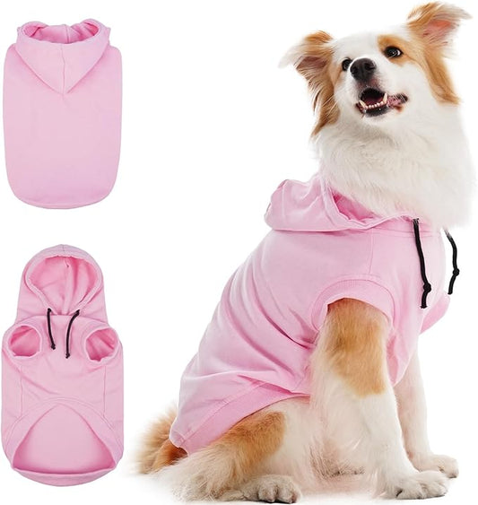 IECOii Dog Hoodie Medium Size Dog, Medium Dogs Sweater with Hood, Soft Pullover Hooded Sweatshirt for Dogs Boy and Girl Indoor & Outdoor, Machine Washable, Pink, Large (No Fleece Lined)