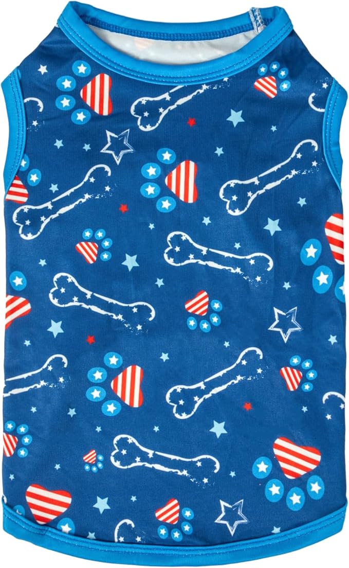 CuteBone 4th of July Dog Shirts 2-Pack Soft Pet Clothes Breathable Summer Vest for Small Puppy and Stretchy Cat Apparel 2BX17L