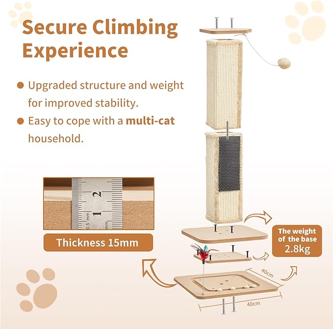 Cat Scratching Post Sisal Scratch Posts for Indoor Cats Adults Tower Cat Scratch Furniture Protector Large Cat Scratcher Kitten Toys Tall 33 Inch