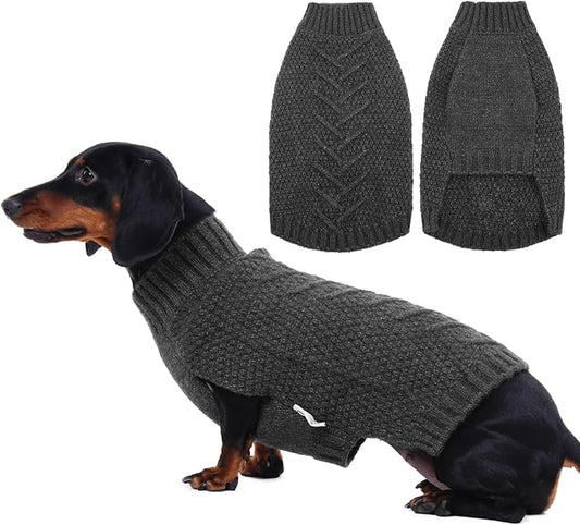 IECOii Dog Sweater,Dog Sweaters for Medium Dogs Girl and Boy,Thermal Knitted Dog Christmas Sweater for Cold Weather,Small Medium Dog Sweaters for Christmas Outfits,Pug,Dachshund Sweaters,Darkgrey-M