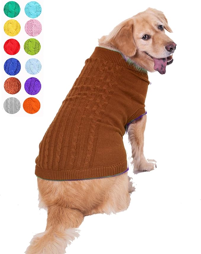 Dog Sweater for Small, Medium, Large Dogs - Warm Winter Turtleneck Pet Clothes for Cats and Puppies - Cute Classic Christmas Coat for Girls and Boys
