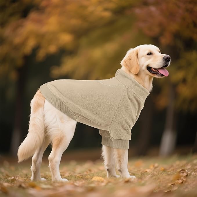 BRKURLEG Dog Sweater, Turtleneck Thick Dogs Sweatshirts Fleece Sweater, Dog Winter Coat for Small Medium Large Dogs, Pet Warm Sweaters with Zipper, Pullover Jacket with Sleeve (Light Coffee, XS)