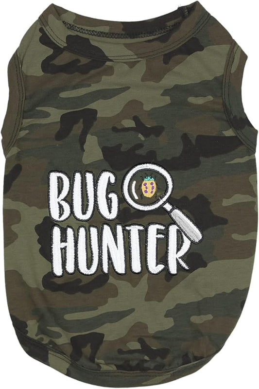 Parisian Pet Embroidered 'Bug Hunter' Tee Shirt - Lightweight Cotton, Sleeveless Pet Vest - Machine Washable Dog Shirt for Large Dogs - L