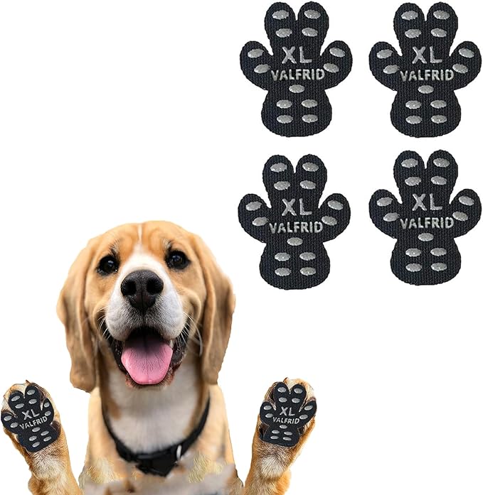 ‌VALFRID Dog Paw Protector Pads,15 Sets-60 Pads Anti-Slip Grips for Hardwood Floors,Best for Hot Pavement,Strong Self-Adhesive Traction Stickers for Senior Dog Essentials Black XL